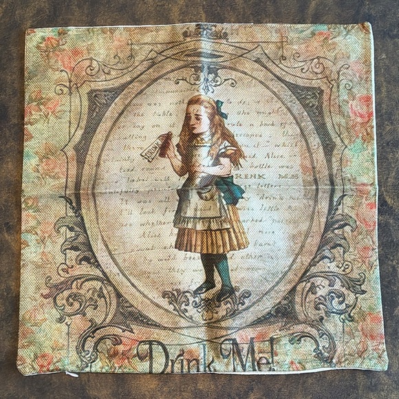 NEW Set of 4 tapestry like vintage look Alice in Wonderland throw pillow covers - Picture 7 of 15
